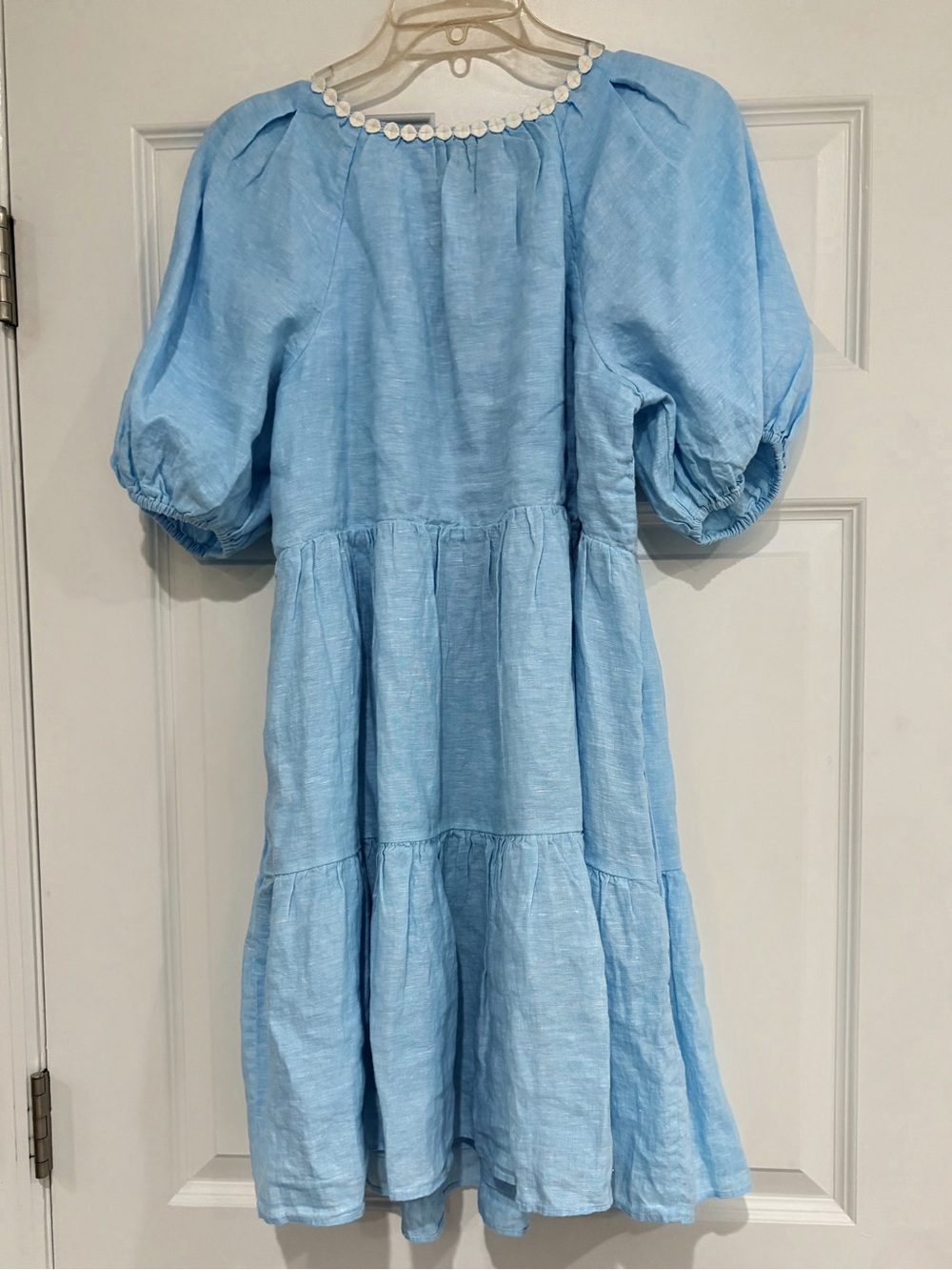 Lilly Pulitzer Light Blue Lagoon Linen Puff-Sleeve Dress With Pockets NWT SALE! - Picture 4 of 7